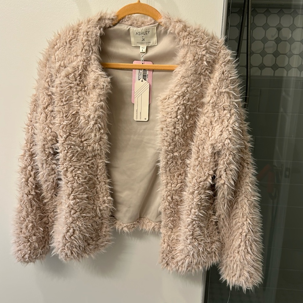 Jacket Faux Fur Shawl Lined and New With Tags !!